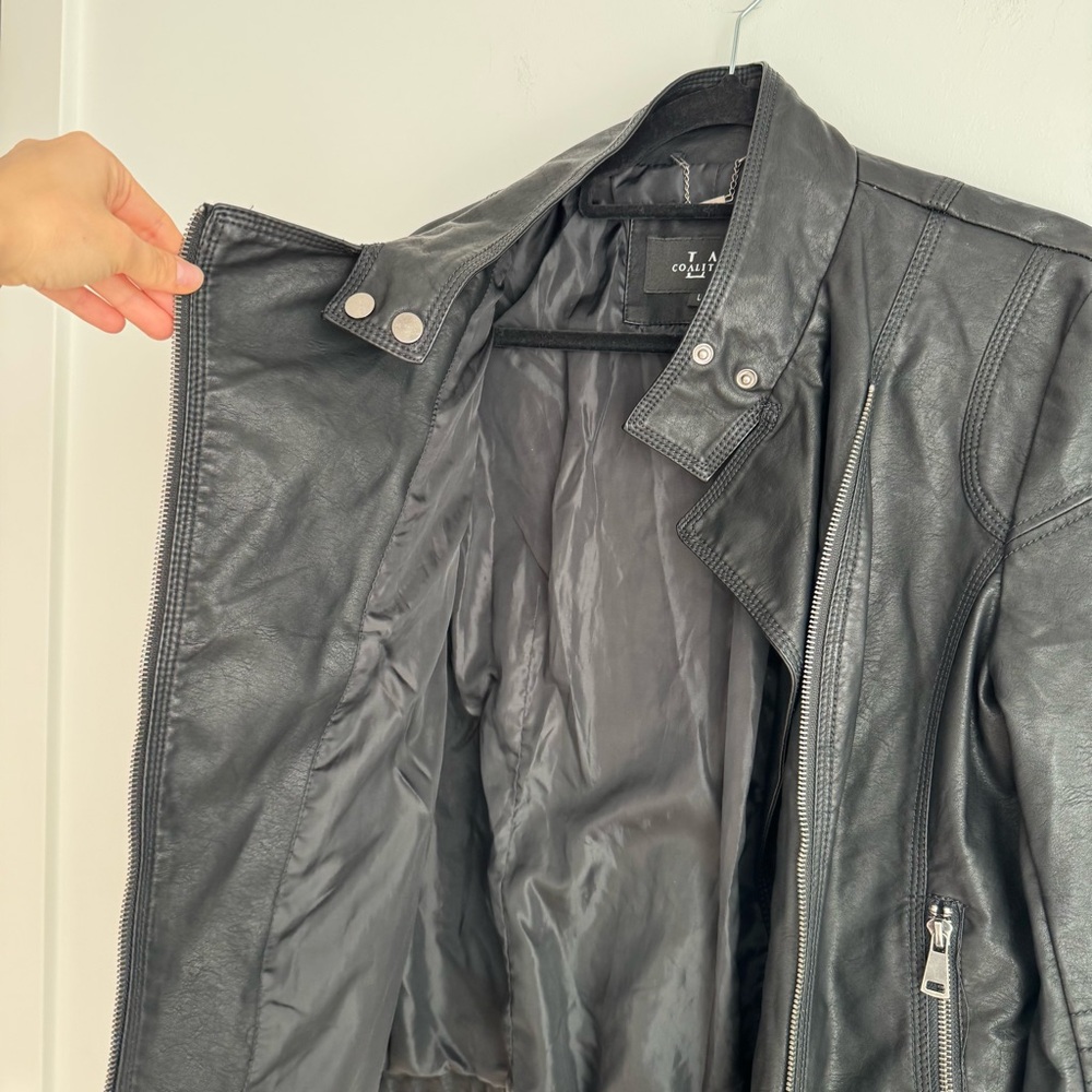 LA Coalition Faux Leather Jacket Women's Large‎ NEW - Picture 7 of 8